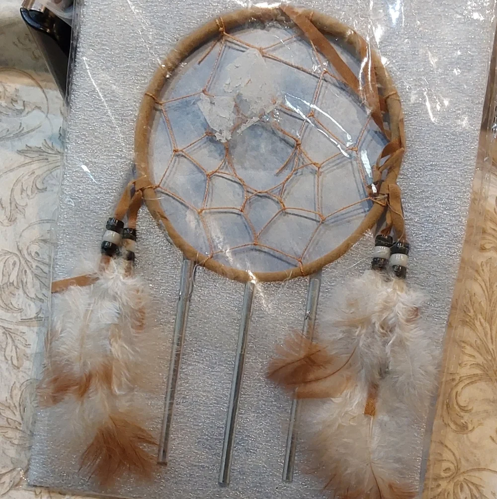 Dreamcatcher Wall Art with Feathers & Chrome Bars‎